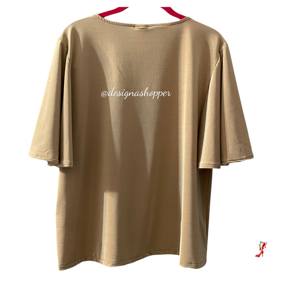 H&M Golden Caramel Top Flutter sleeves Size Large - Picture 6 of 7